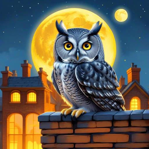 Whimsical Owl Under a Bright Moon