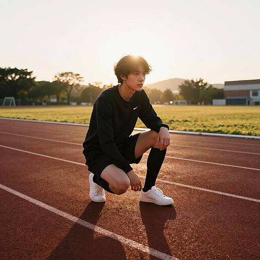 Sunset Squat on Red Track