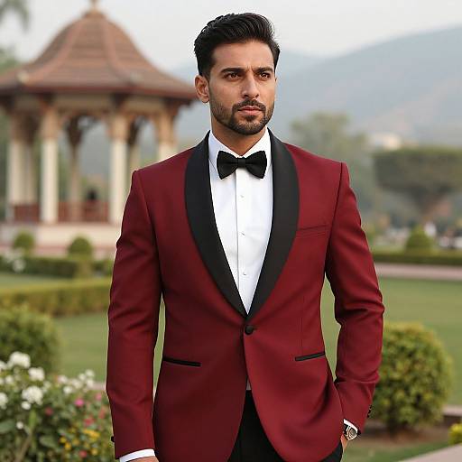 Man in Classic Tuxedo Sherwani Outdoors