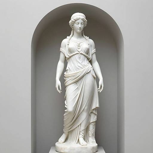 Futuristic White Marble Caryatid Statue