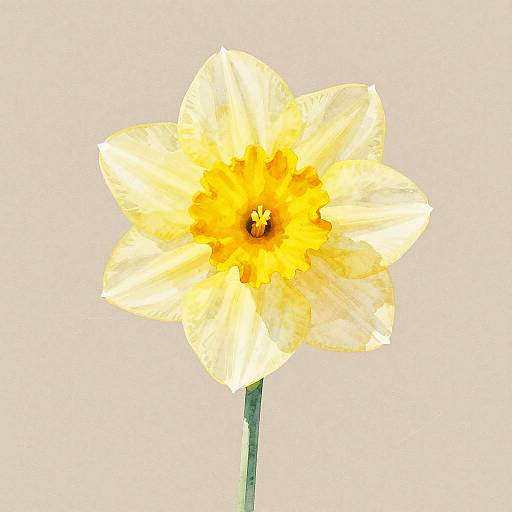 Yellow Daffodil Digital Watercolor