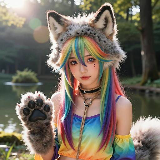 Realistic Anime Furry Wolf Girl Portrait