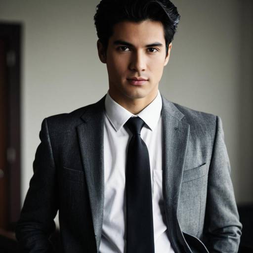 Confident Man in Grey Suit and Black Tie