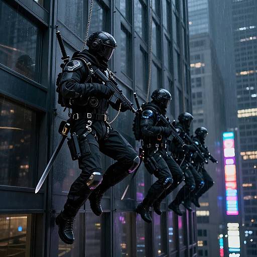 Cyber Ninja Special Forces Assaulting Skyscraper