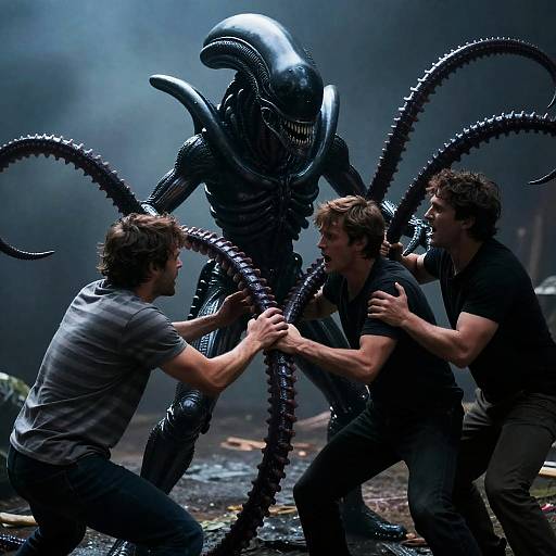 Intense Alien Attack in Dark Fog