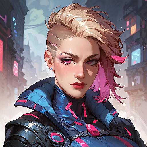 Rim-Lit Cyberpunk Queer Mature Portrait