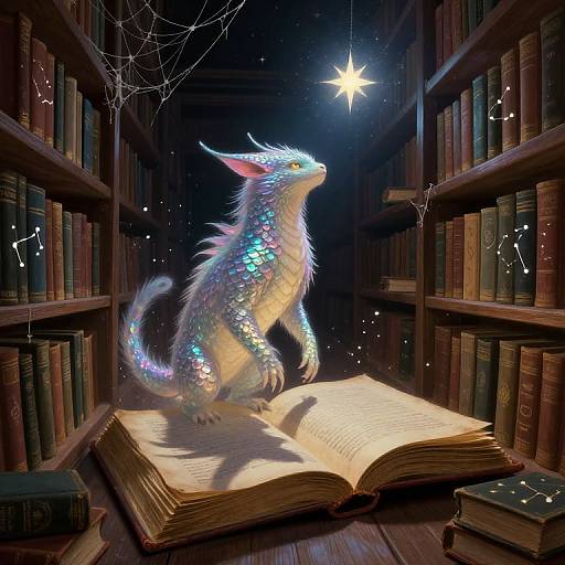 Celestial Creature Emerging from Tome