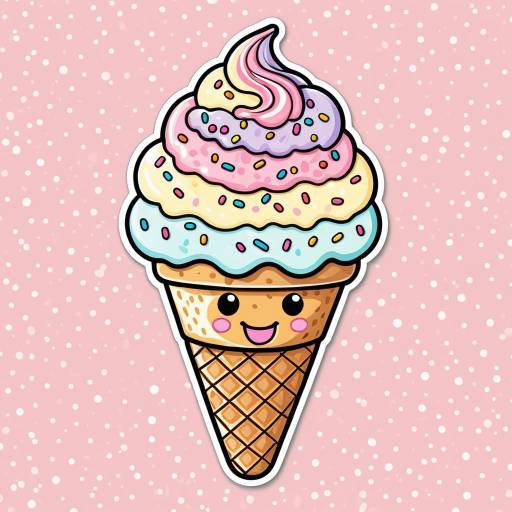 Charming Kawaii Ice Cream Cone Design