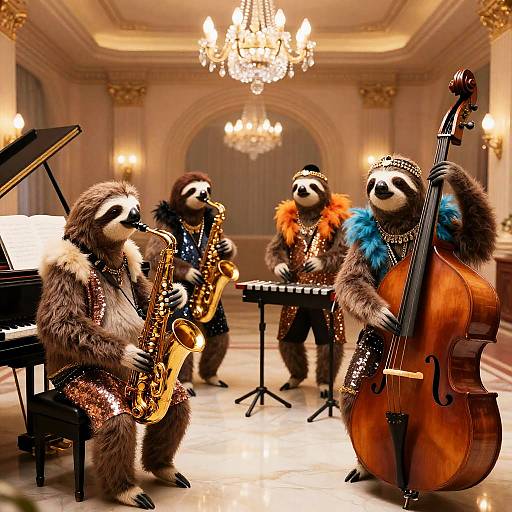 Glamorous 1930s Sloth Rock Band