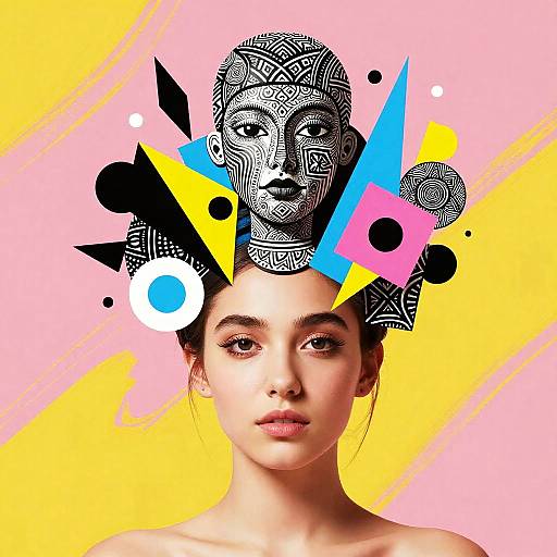 Surreal Geometric Headdress Portrait