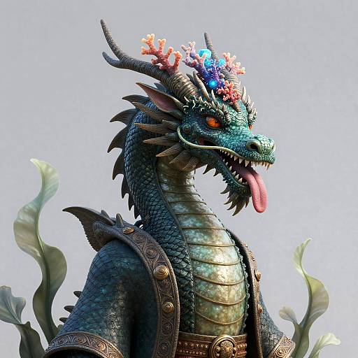 Bioluminescent Deep-Sea Dragon in Robe