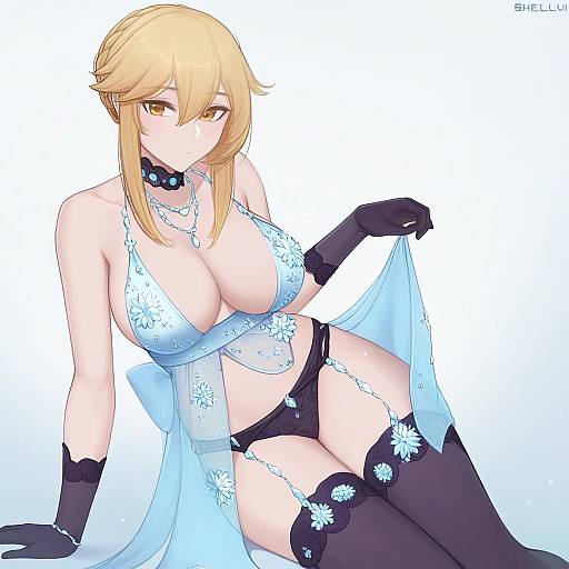 Illustration of Artoria pendragon (lancer alter) (royal icing) (fate), fate (series) in the style of Shellvi