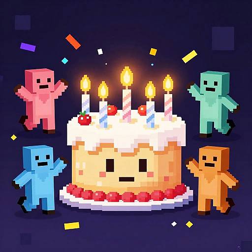 Retro Pixel Art Birthday Celebration