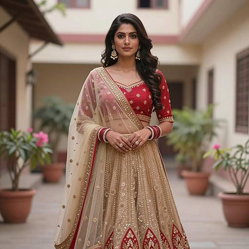 Indian Woman in Traditional Lehenga Choli
