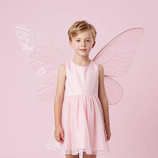 Realistic Pink Fairy Kid with Wings