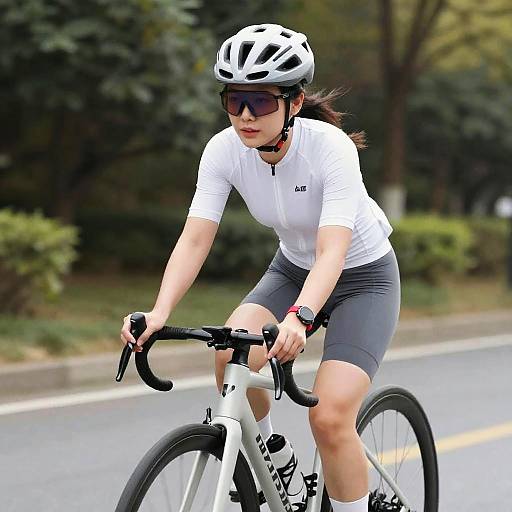 Woman Cycling in Streetwear