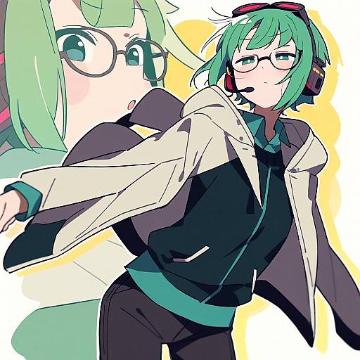 Illustration of Gumiya, vocaloid in the style of Do m kaeru