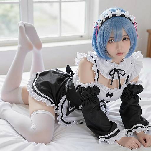 Young Woman in French Maid Outfit