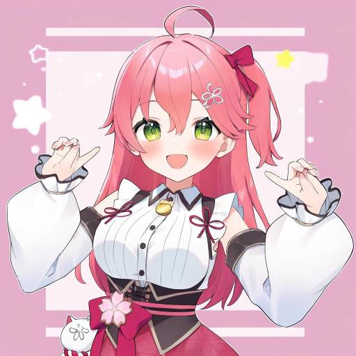 Illustration of 35p (sakura miko), hololive in the style of Hijiki (hijikini)