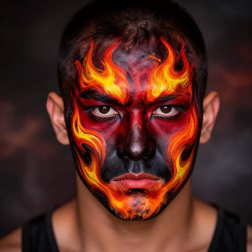 Abstract Flame Wrestling Face Paint