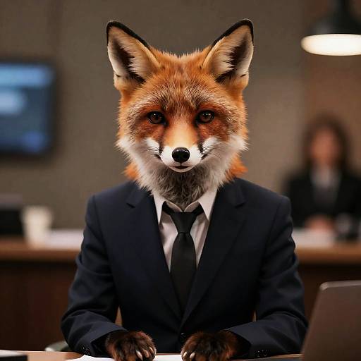 Realistic Anthropomorphic Fox Journalist Portrait