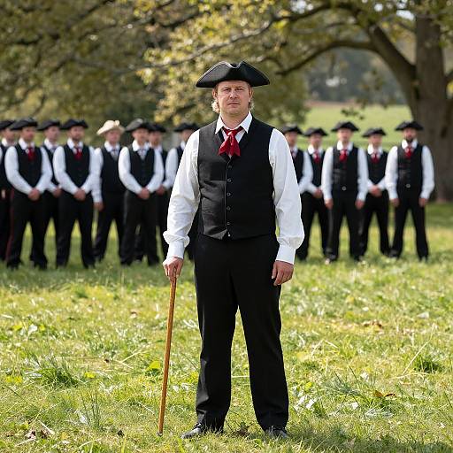 Colonial Man in Sunlit Meadow