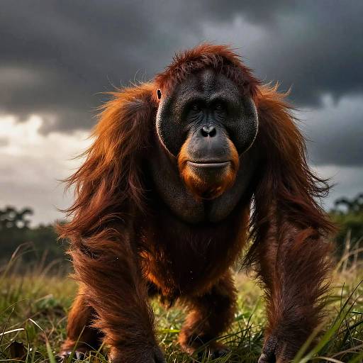 Stormy Wind Orangutan Cinematic Portrait