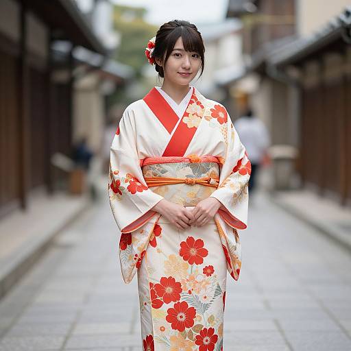 Elegant East Asian Kimono Woman