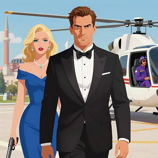 Dramatic Scene with Tuxedoed Man and Woman