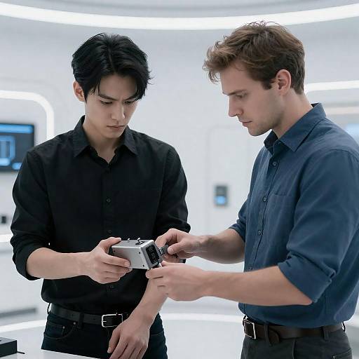 Futuristic Encounter in a High-Tech Room