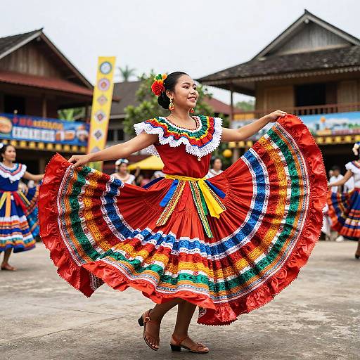 Filipino Woman Dancing Folk Dance