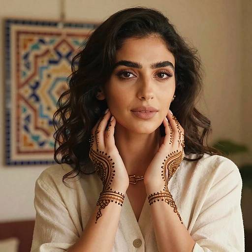 Graceful Syrian Woman with Henna