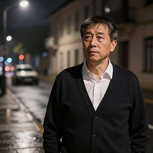 Mysterious Evening: Man on Dark Street