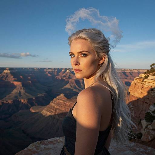 Nordic Woman at Misty Cliff Edge