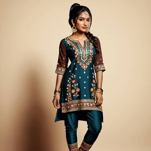 South Asian Woman in Embroidered Kurti