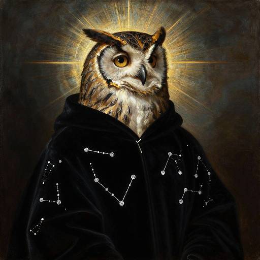 Caravaggio-Style Celestial Owl Prophet Painting