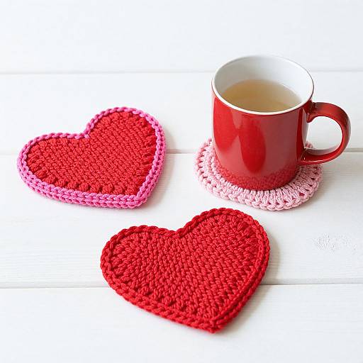 Cozy Heart-Shaped Knitted Coasters