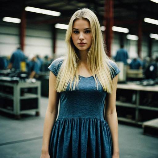 Blonde Girl in Realistic Factory Dress
