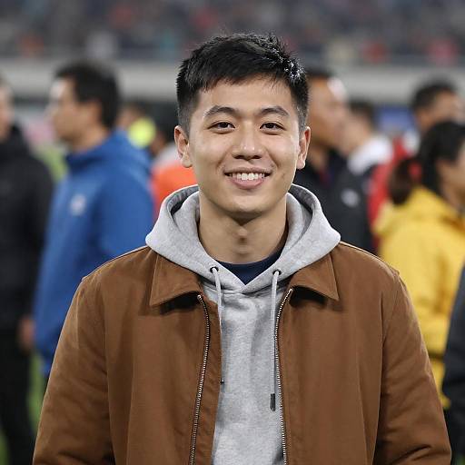 Smiling Young Man in Stadium