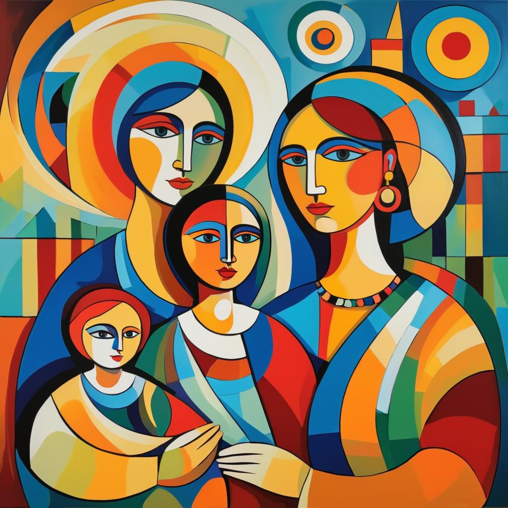 Abstract Family Portrait in Iconic Styles