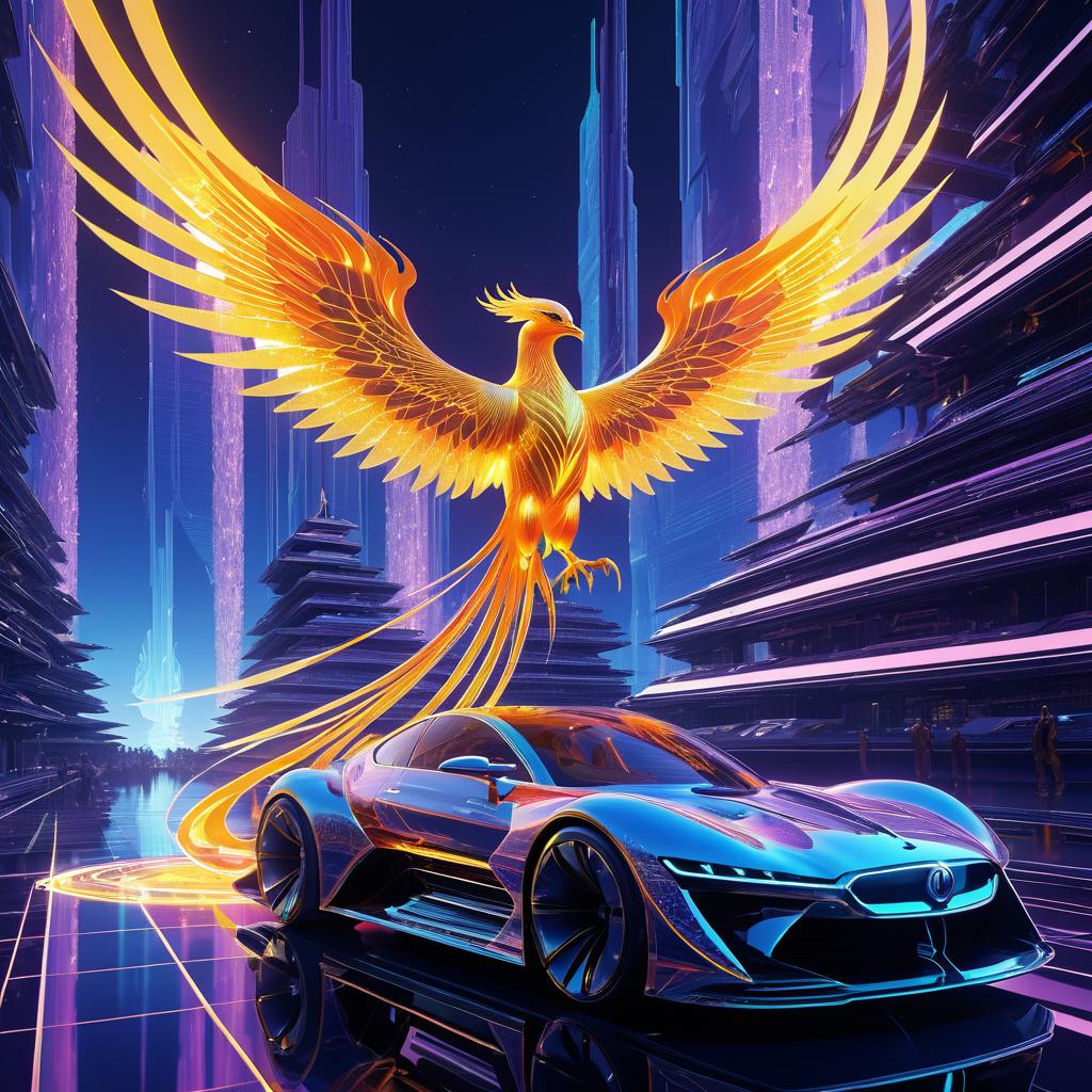 Hyperrealistic Neon Energy Phoenix Artwork