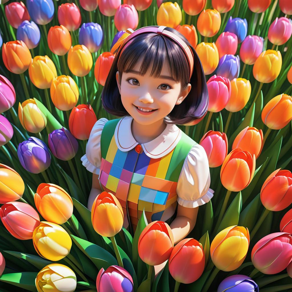 Vibrant Anime Portrait of Young Girl