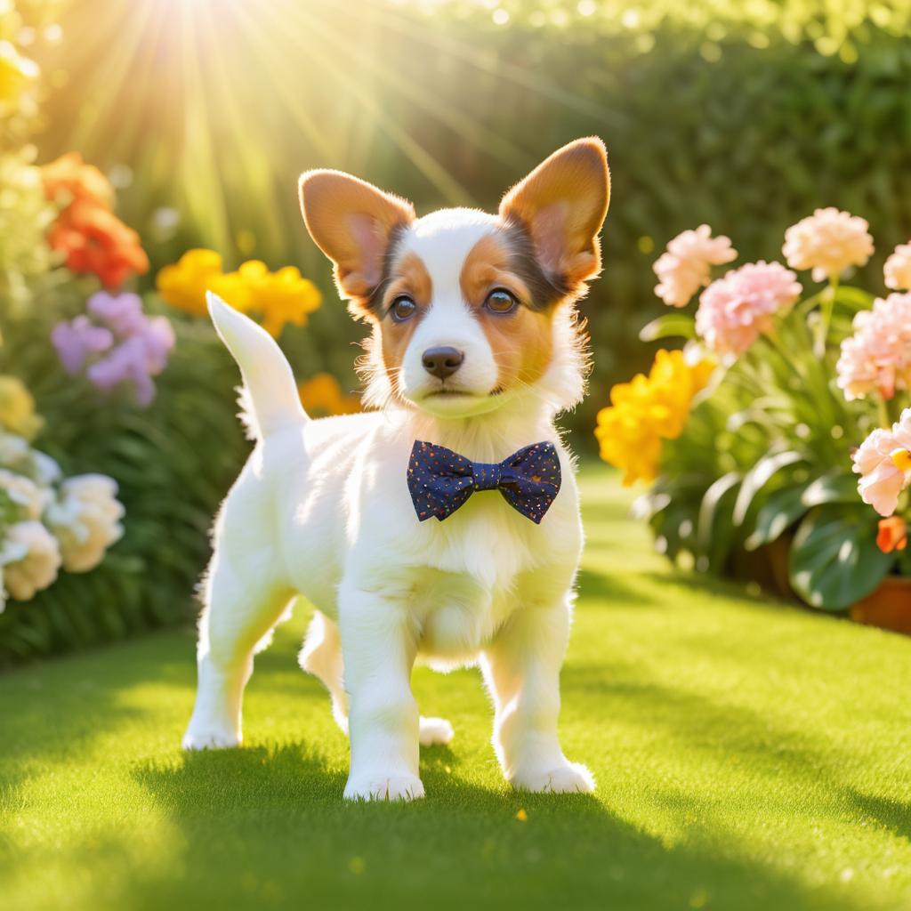 Cheerful Puppy in a Sunlit Garden