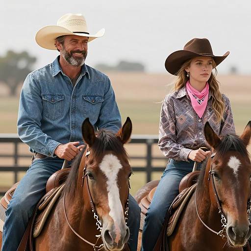 Joyful Horseback Riding Duo in Nature