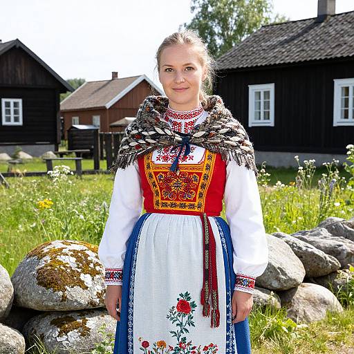Woman in Traditional Swedish Folk Dress