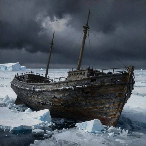 Atmospheric Charcoal Painting of Decaying Whaling Ship