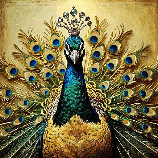 Mannerist Style Peacock with Jeweled Crown