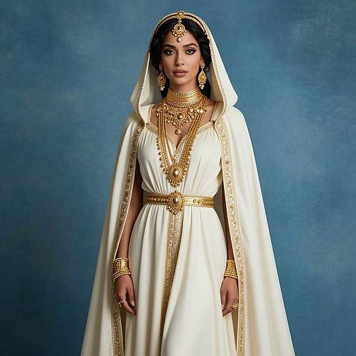 Radiant Woman in Opulent Gold Jewelry