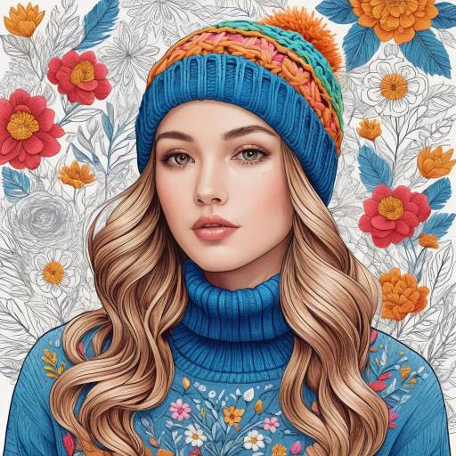 Colorful Fashion Illustration of Young Woman