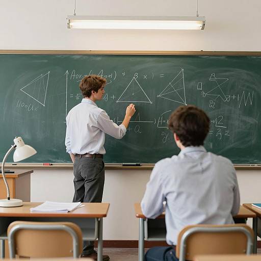 Classroom Scene with Geometry Lesson